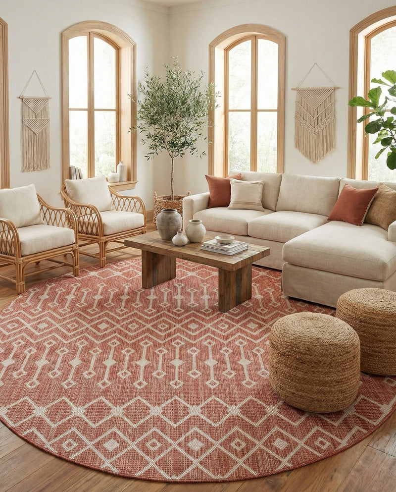 Savannah Pergola Collection Area Rug -  Pergola (Rust Red) Round Rust Red  lifestyle 90