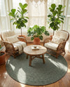 Highland Woven Jute Collection Area Rug - Glenmore (Green) Round Green  lifestyle 39