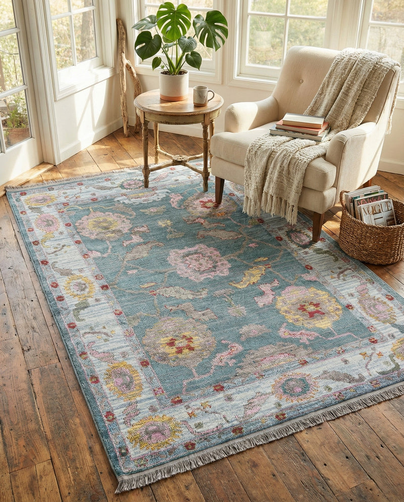 Arcadia Rugs Collection Area Rug - Eden (Gray and Blue) Rectangle Gray and Blue  lifestyle 19