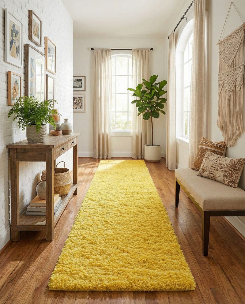 Plush Oasis Collection Area Rug - Serenity (Tuscan Sun Yellow) Runner Tuscan Sun Yellow  lifestyle 52