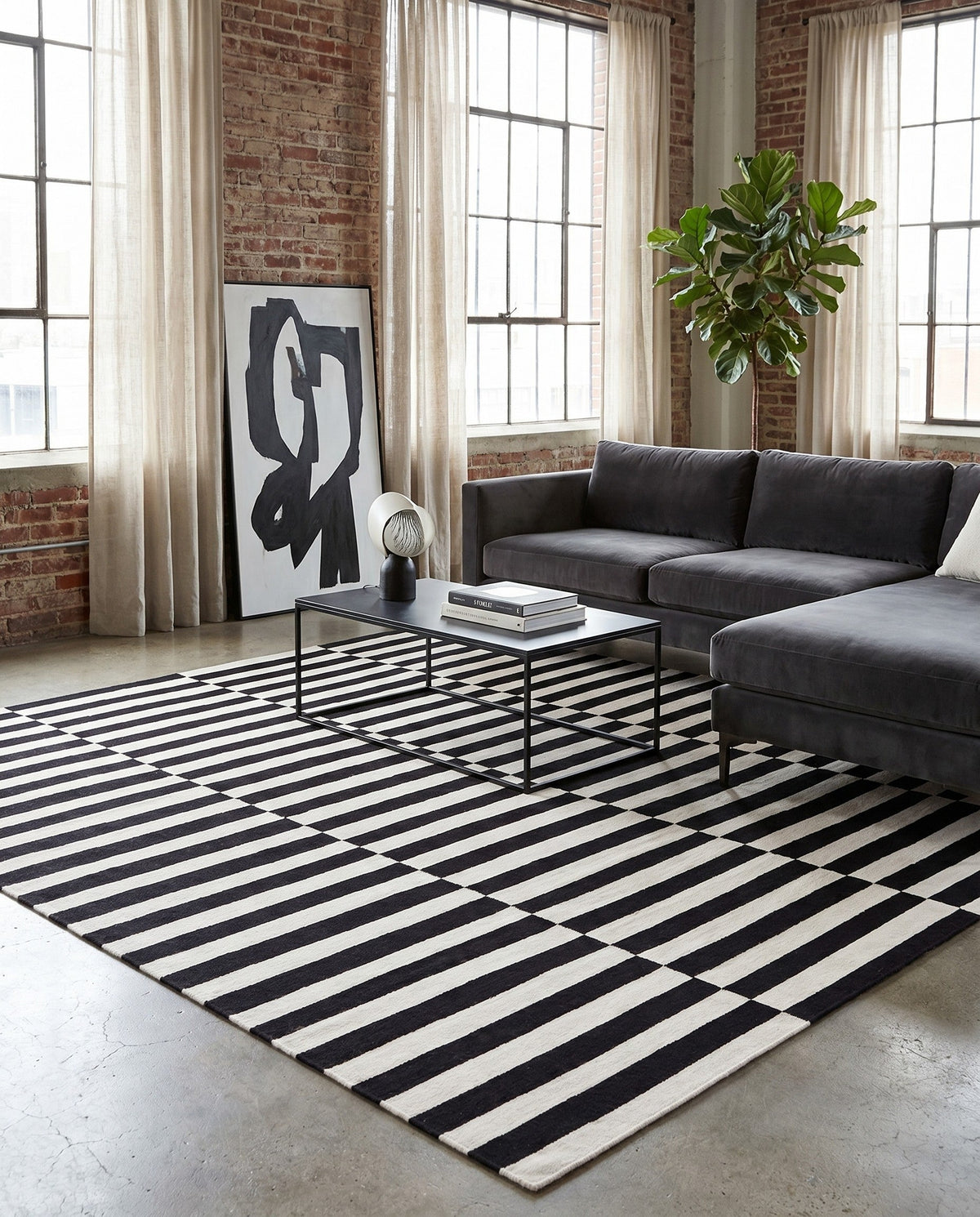 Soho Elegance Collection Area Rug -  Hudson (Black) Square Black  lifestyle 90