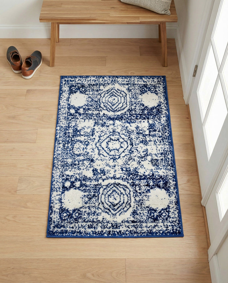 Dover Terrace Collection Area Rug -  Lagoon (Ivory and Blue) Rectangle Ivory and Blue  lifestyle 23