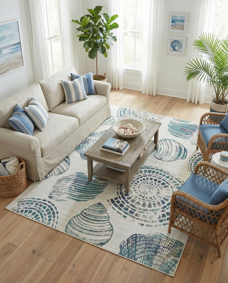 Seaside Haven Rugs Collection Area Rug -  Saltwater Rectangle Ivory  lifestyle 11