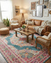 Caribbean Breeze Collection Area Rug -  Windward Rectangle Turquoise  lifestyle 54