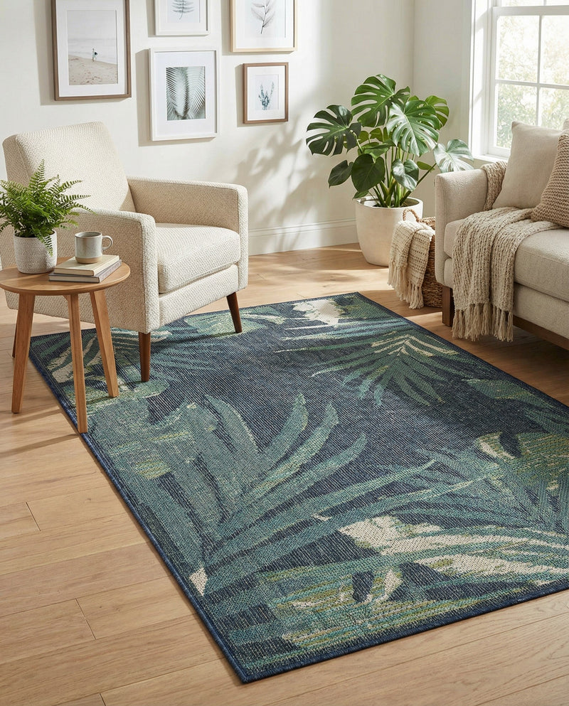 Coastal Terrace Collection Area Rug -  Anchor Rectangle Navy Blue  lifestyle 14