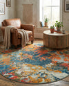Colorburst Oasis Collection Area Rug -  Chroma Round Multi  lifestyle 31