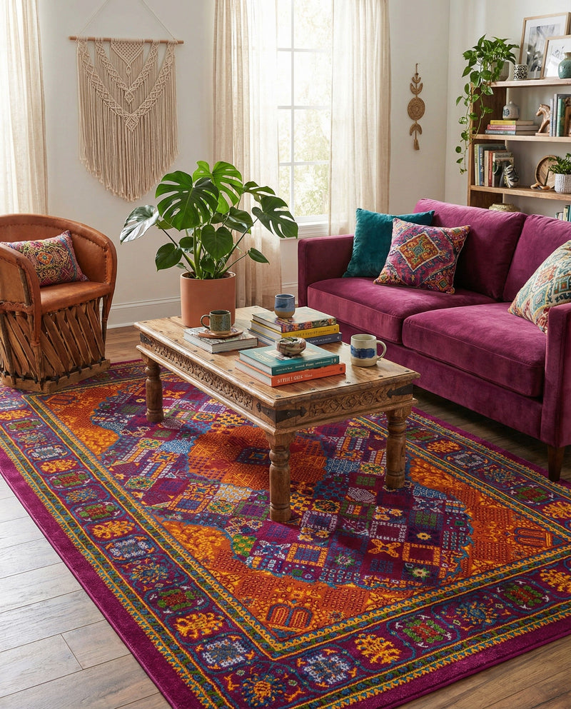 Caribbean Cove Collection Area Rug -  Mustique Rectangle Fuchsia  lifestyle 34