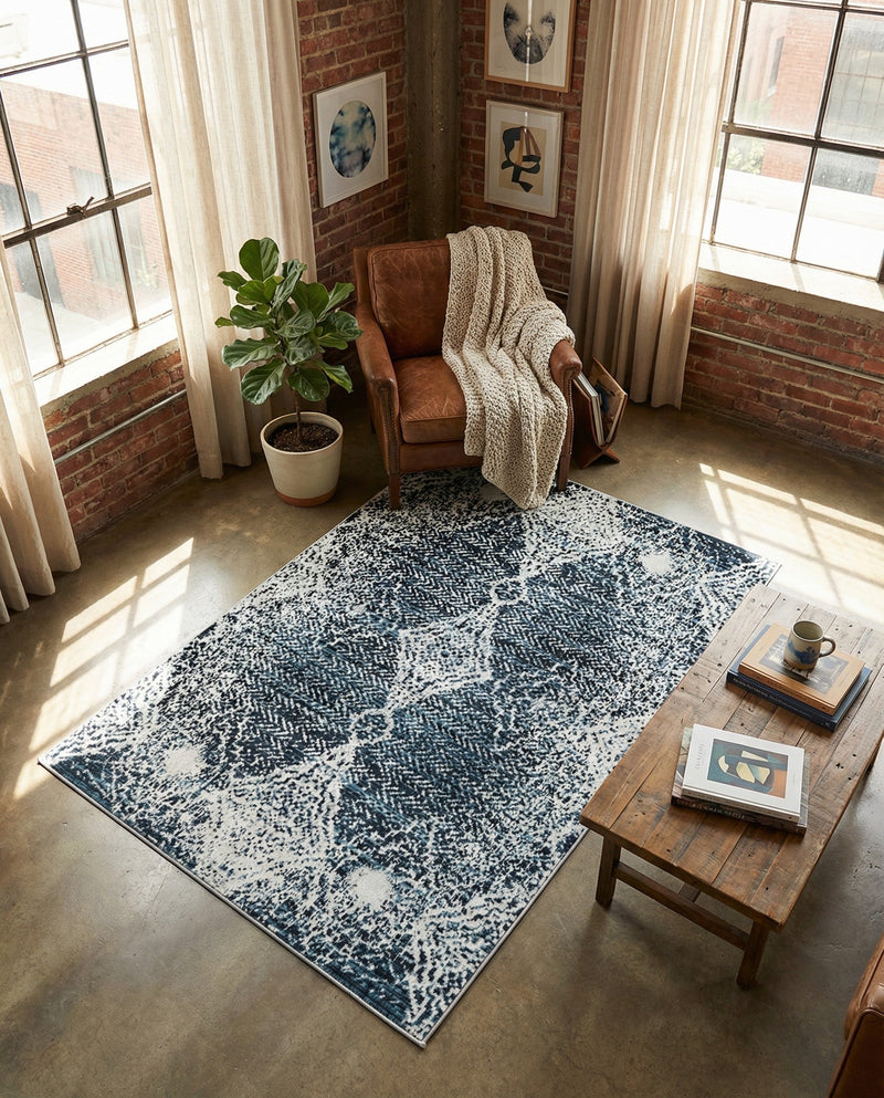 Aegean Elegance Washables Collection Area Rug -  Naxos Rectangle Navy Blue  lifestyle 17