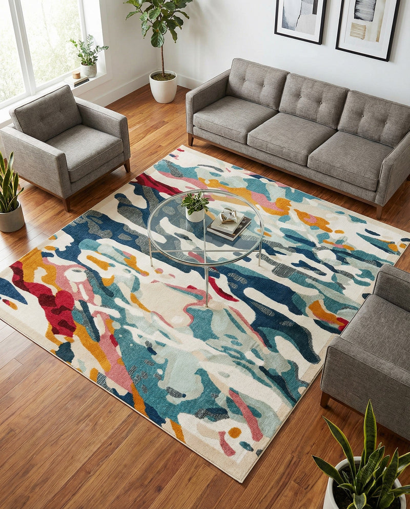Outdoor Marrakesh Collection Area Rug -  Meknes Square Multi  lifestyle 69