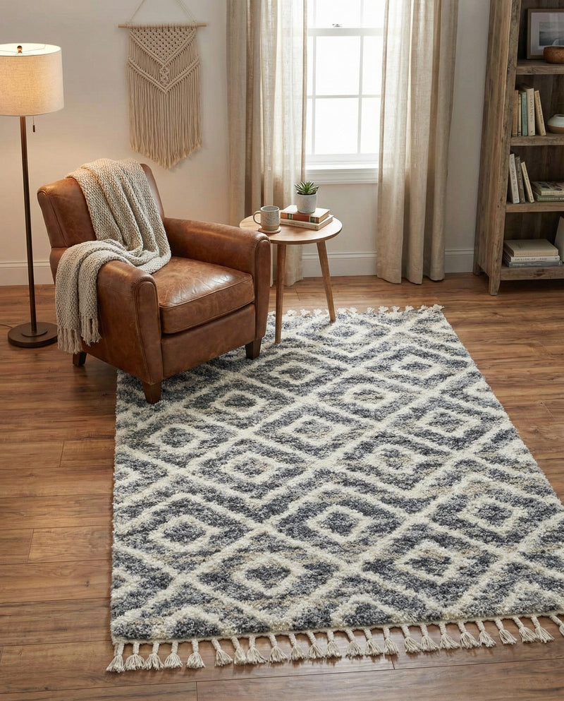 Cozy Cove Shag Collection Area Rug -  Dunes Rectangle Gray  lifestyle 36