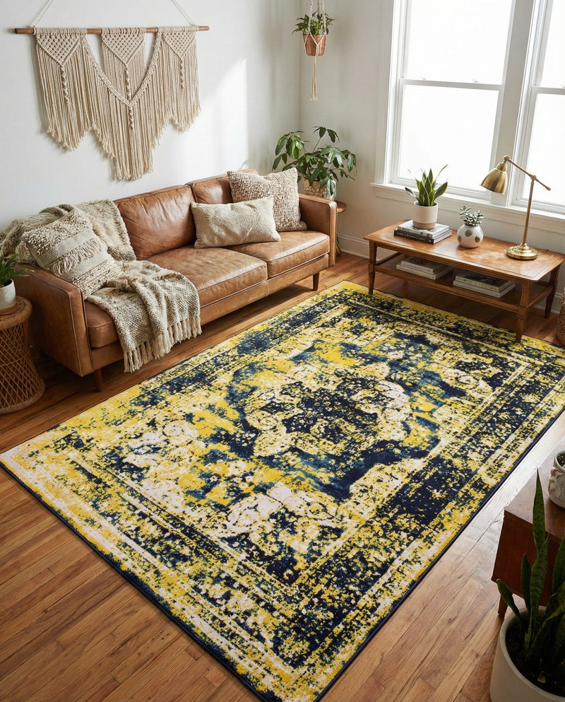 Riviera Elegance Collection Area Rug -  Menton (Navy Blue) Rectangle Navy Blue  lifestyle 13