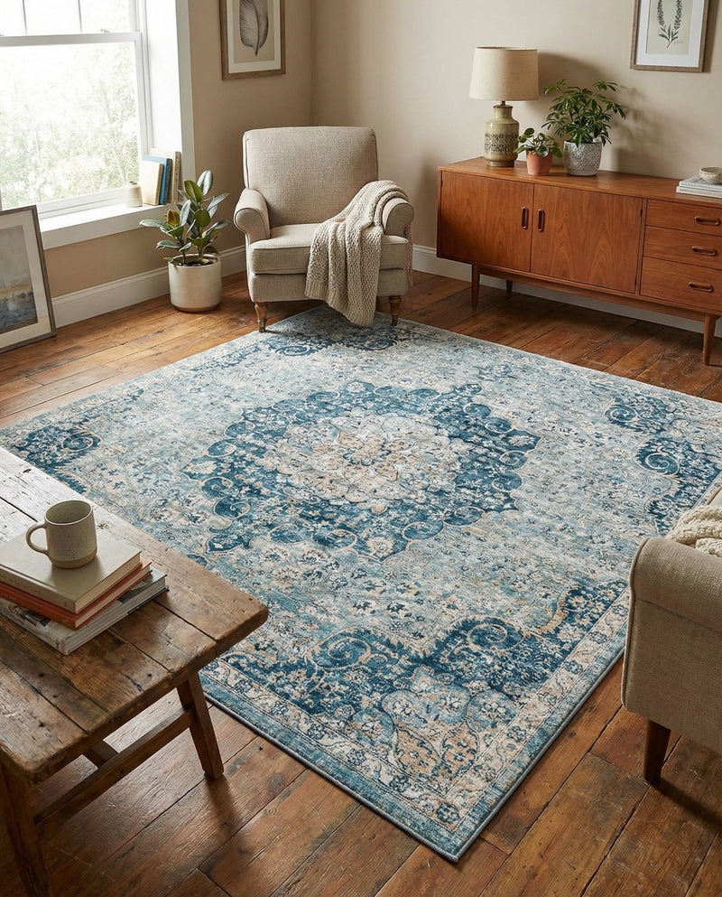 Coastal Haven Collection Area Rug - Seabreeze (Navy Blue) Square Navy Blue  lifestyle 70