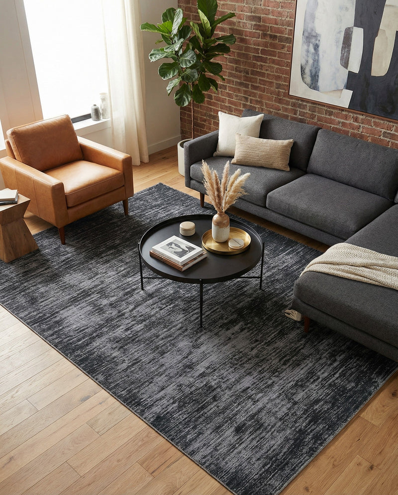 Sahara Essence Collection Area Rug - Oasis (Black) Rectangle Black  lifestyle 15
