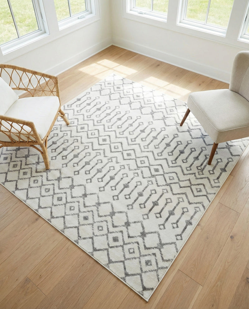 Marrakech Lattice Collection Area Rug - Medina (Ivory) Square Ivory  lifestyle 46