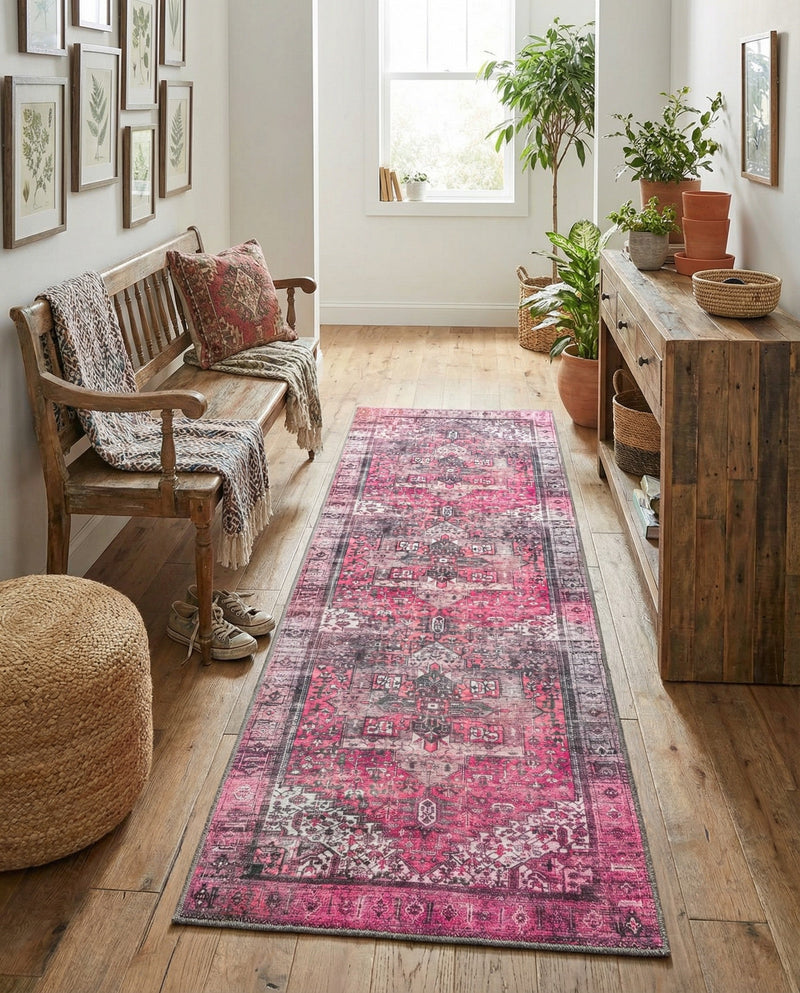 Heritage Elegance Collection Area Rug -  Windsor (Pink) Runner Pink  lifestyle 46