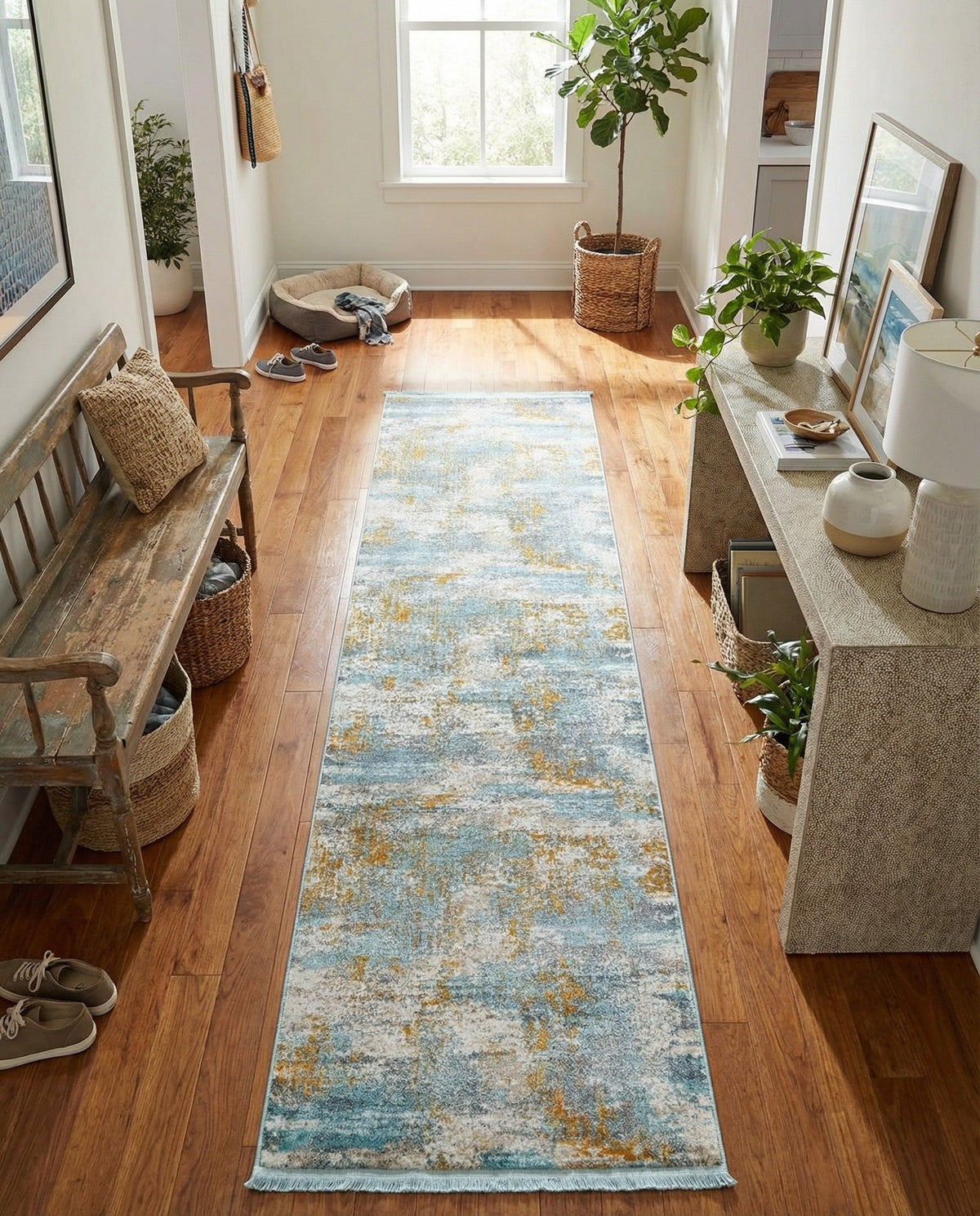 Arcadia Rugs Collection Area Rug -  Nirvana Runner Cream Blue  lifestyle 86