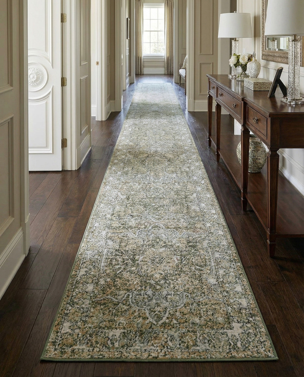 Savannah Soiree Collection Area Rug -  Everglade (Green) Runner Green  lifestyle 117
