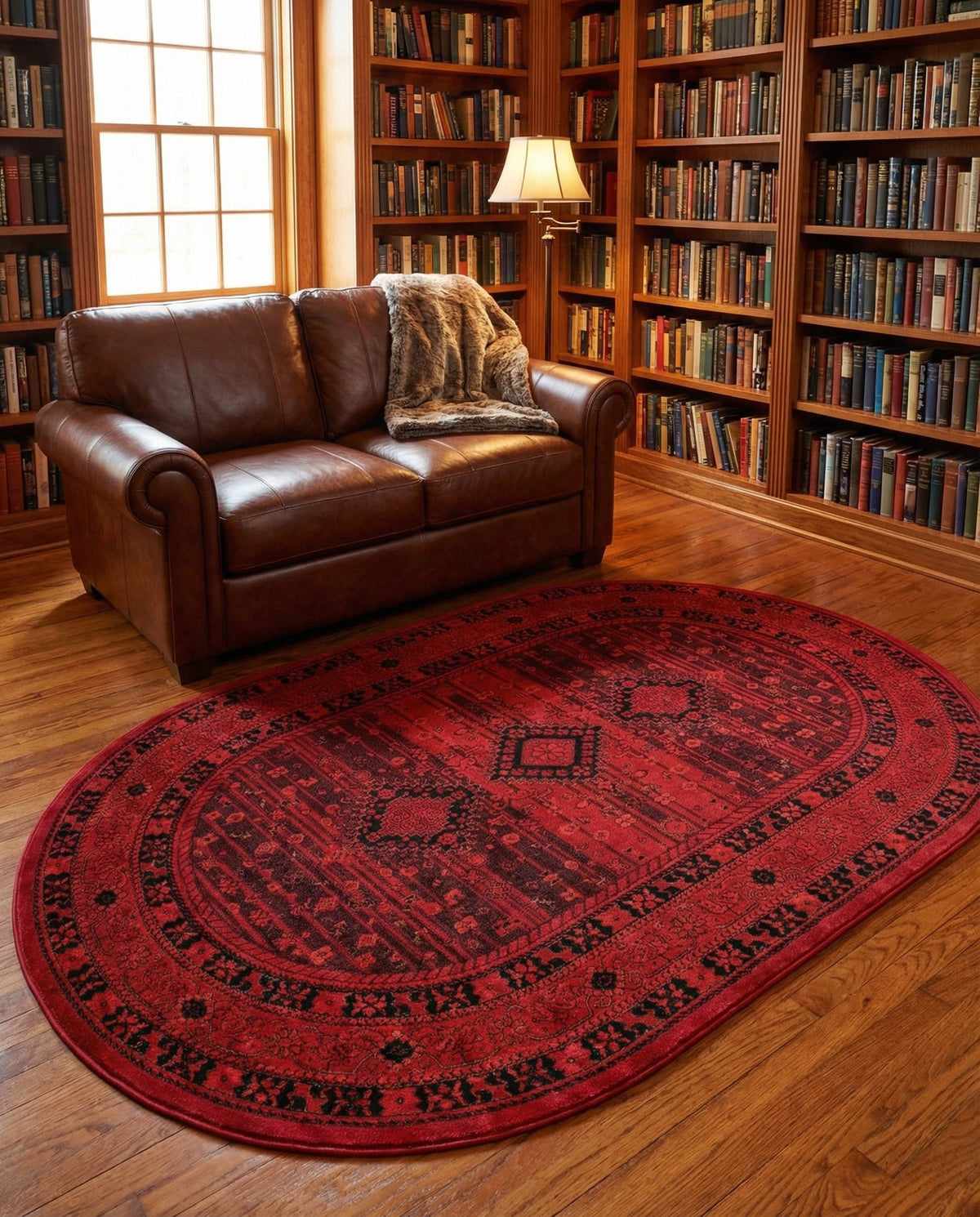 Samarkand Elegance Collection Area Rug -  Zarafshan Oval Red  lifestyle 71