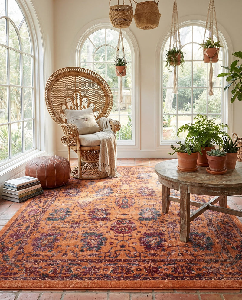 Geneva Terrace Collection Area Rug -  Lausanne Rectangle Orange  lifestyle 41
