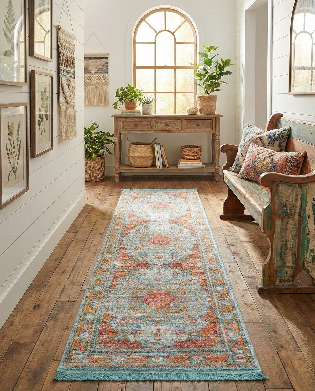 Caribbean Breeze Collection Area Rug -  Floriana Runner Light Blue  lifestyle 82