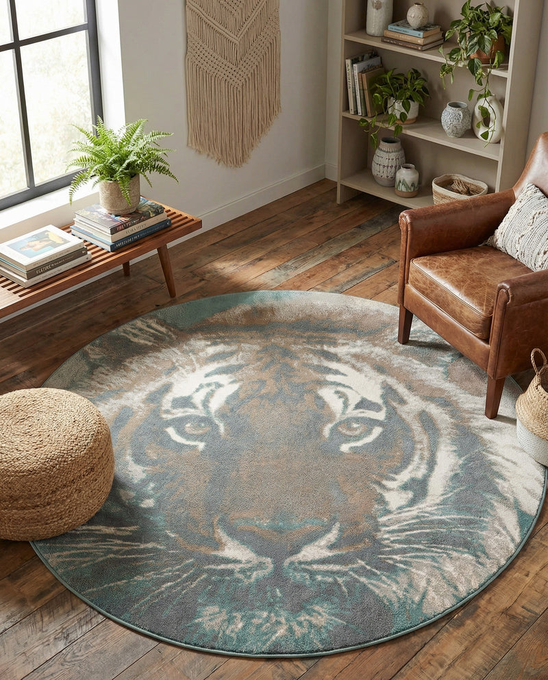 Savannah Sojourn Collection Area Rug -  Okavango Round Multi  lifestyle 65