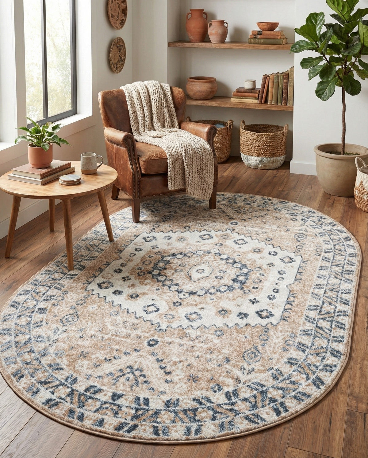 Cambridge Classics Collection Area Rug -  Pembroke (Beige) Oval Beige  lifestyle 56