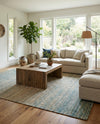 Savannah Threads Collection Area Rug -  Gobi Rectangle Ivory and Blue  lifestyle 8
