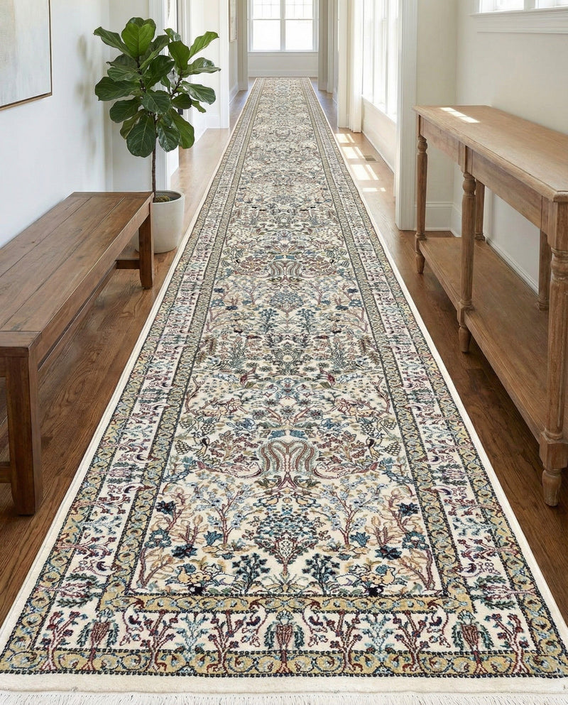 Persian Elegance Collection Area Rug -  Kerman (Ivory) Runner Ivory  lifestyle 36
