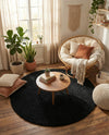 Plush Oasis Collection Area Rug - Serenity (Jet Black) Round Jet Black  lifestyle 77