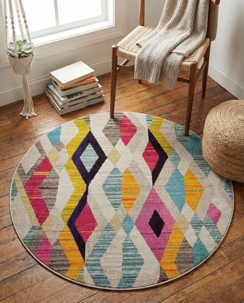 Sedona Vista Collection Area Rug -  Pricklypear Round Multi  lifestyle 54