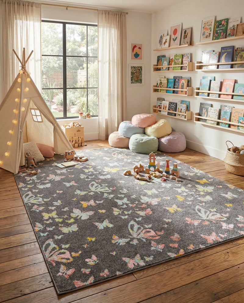 Wonder Tykes Collection Area Rug -  Carnival Rectangle Charcoal Gray  lifestyle 8
