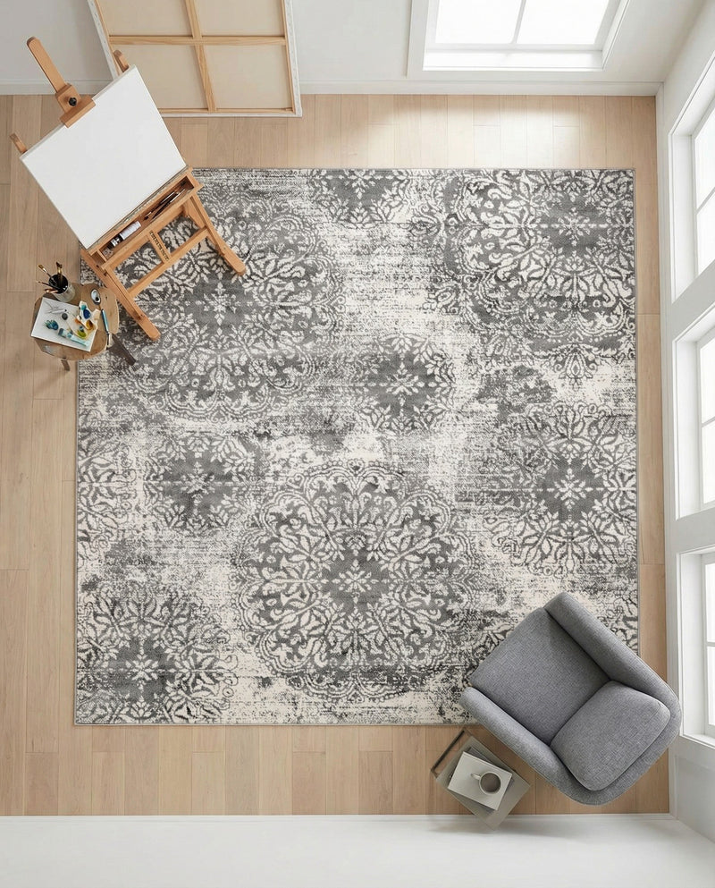 Riviera Elegance Collection Area Rug -  Monaco (Gray) Square Gray  lifestyle 76