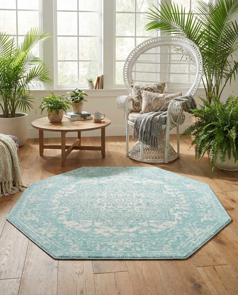 Georgetown Rugs Collection Area Rug - Dupont (Aqua) Octagon Aqua  lifestyle 47