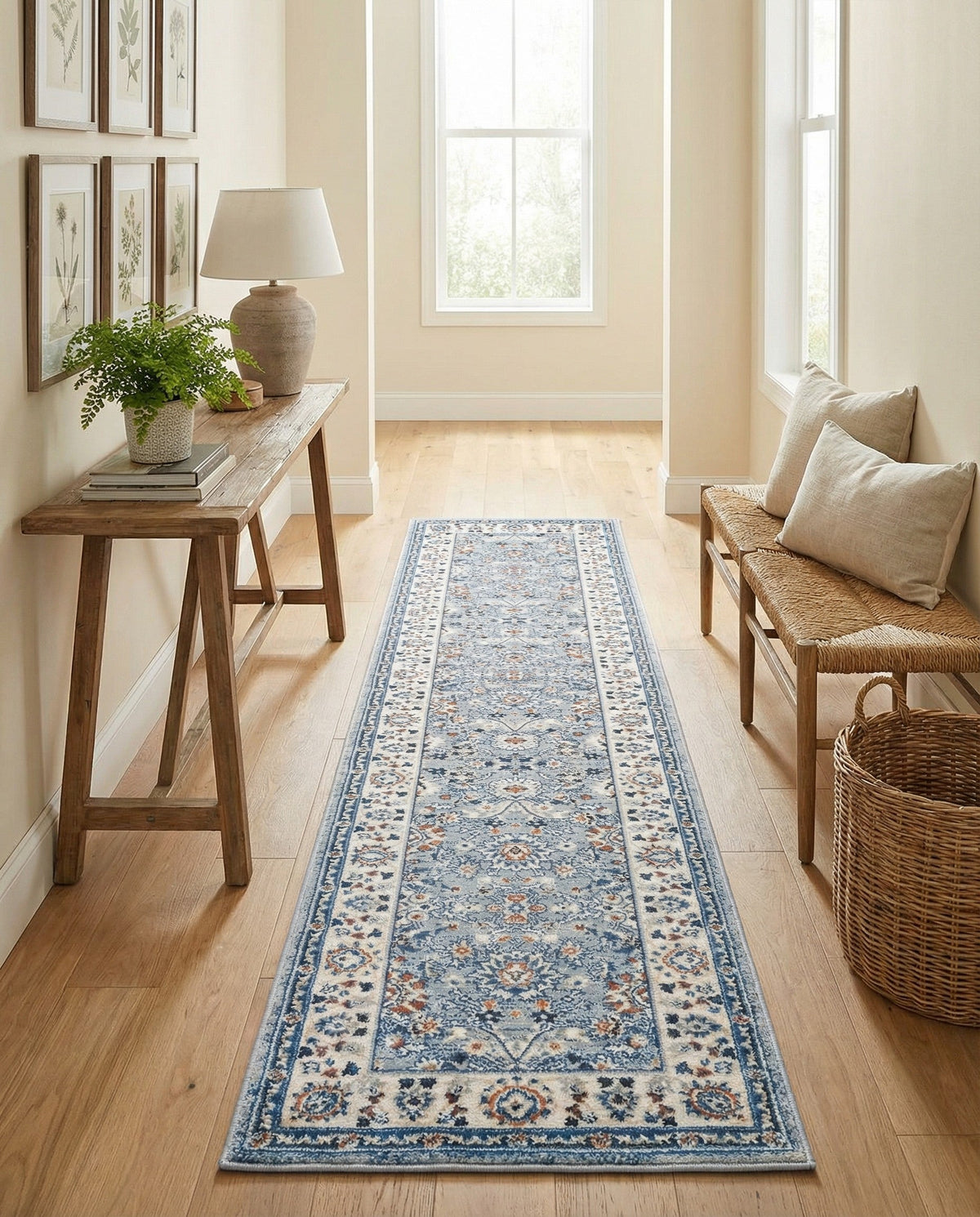 Savannah Elegance Collection Area Rug - Augusta (Aqua Blue) Runner Aqua Blue  lifestyle 124
