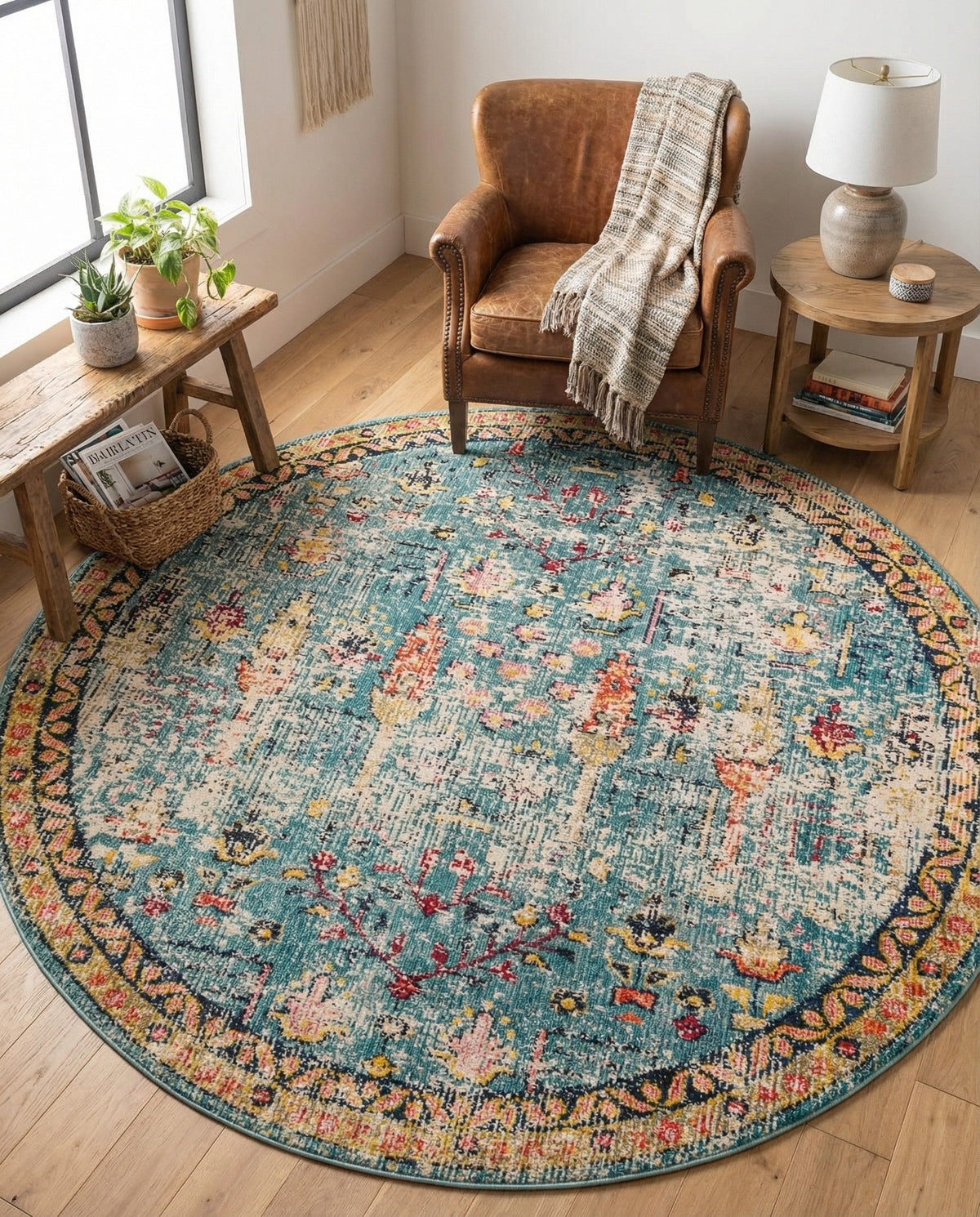 Sierra Collection Area Rug -  Shasta Round Blue  lifestyle 122