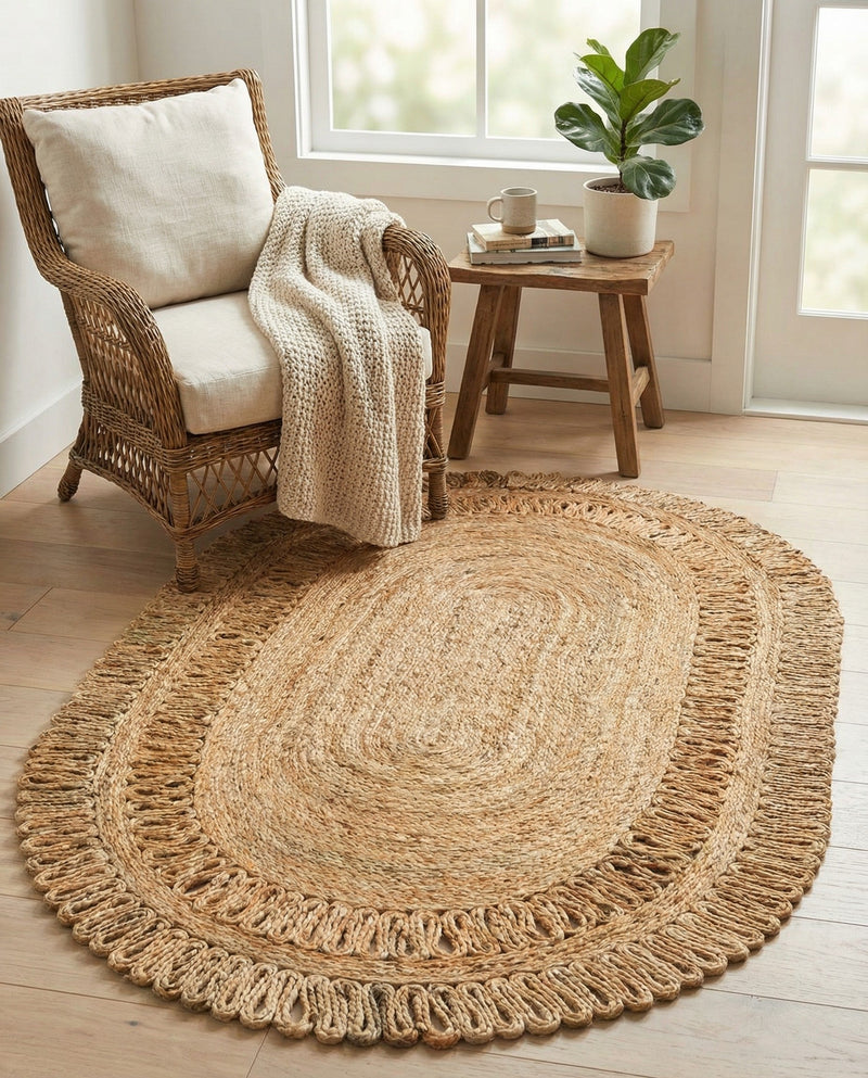 Woven Seaside Jute Collection Area Rug - Varadero Oval Natural  lifestyle 26