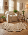 Woven Seaside Jute Collection Area Rug - Nantucket Round Natural and White  lifestyle 77