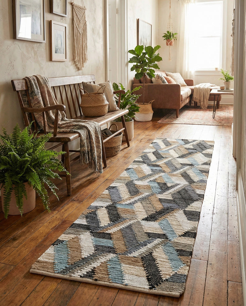 Thar Cotton Collection Area Rug -  Cochin Runner Blue  lifestyle 36