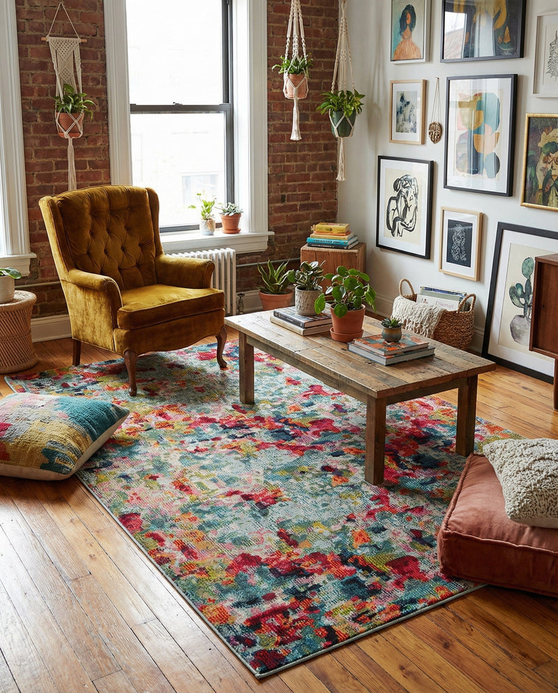 Chromatic Oasis Collection Area Rug -  Lagoon Rectangle Multi  lifestyle 25