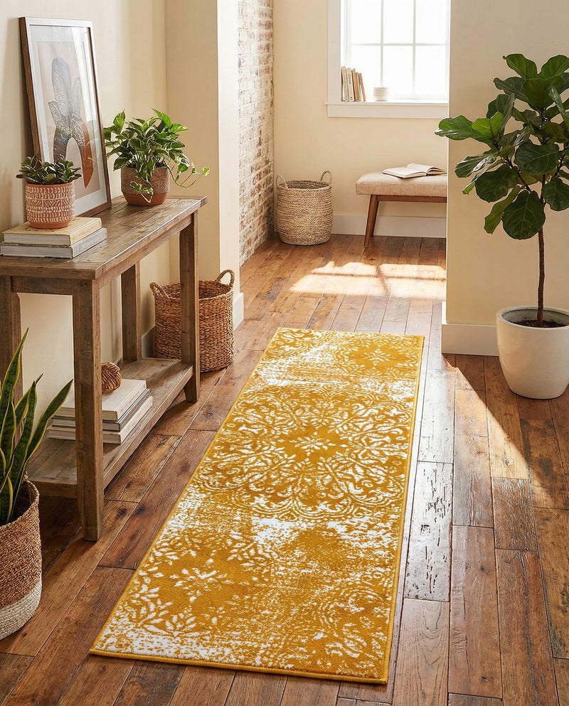 Riviera Elegance Collection Area Rug -  Monaco (Yellow) Runner Yellow  lifestyle 81