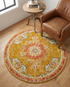 Brighton Terrace Collection Area Rug - Hove (Gold) Round Gold  lifestyle 52