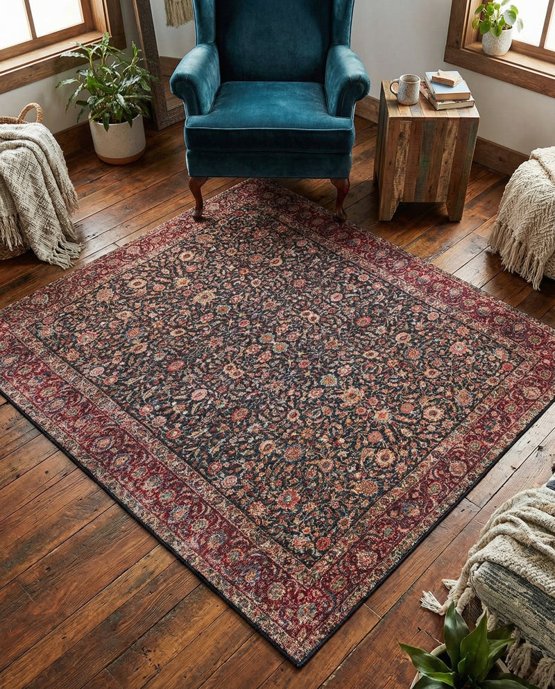 Bazaar Chic Collection Area Rug -  Tangier Square Navy Blue  lifestyle 45