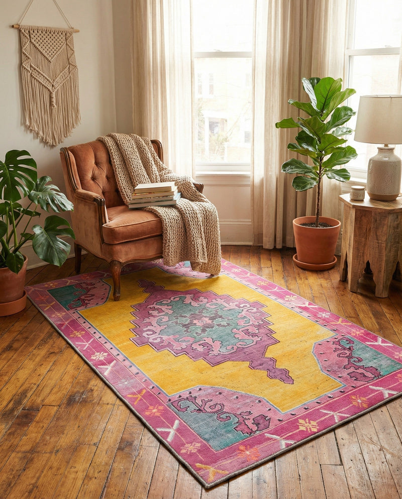 Heritage Elegance Collection Area Rug -  Winterthur (Yellow) Rectangle Yellow  lifestyle 9