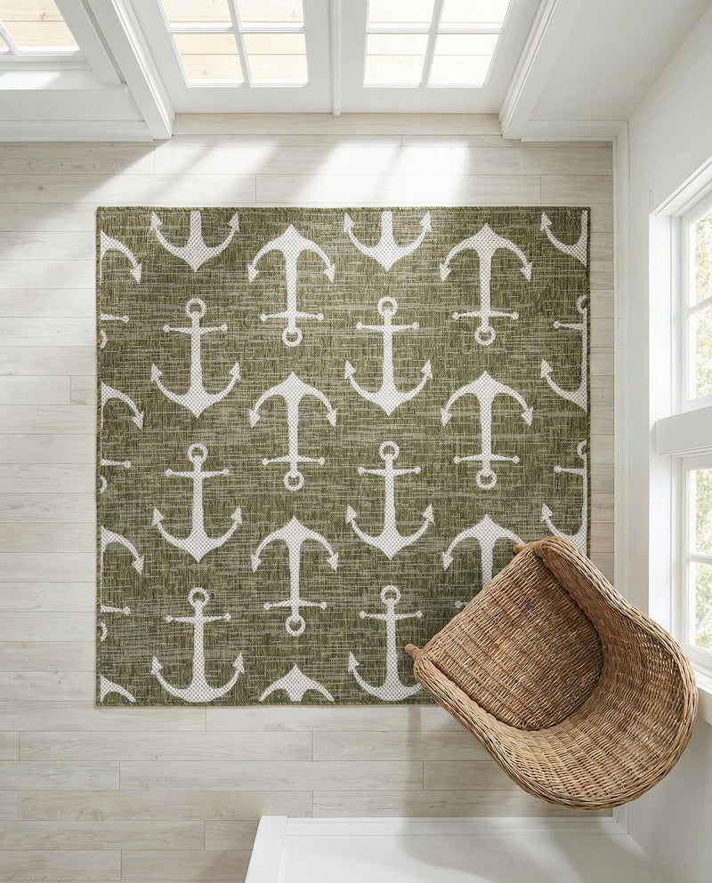 Seaside Haven Rugs Collection Area Rug - Sapphire (Green) Square Green  lifestyle 69