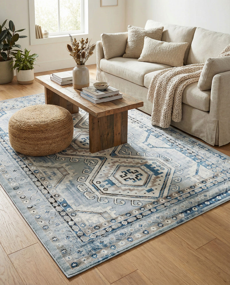 Savannah Elegance Collection Area Rug -  Tybee (Aqua Blue) Rectangle Aqua Blue  lifestyle 24