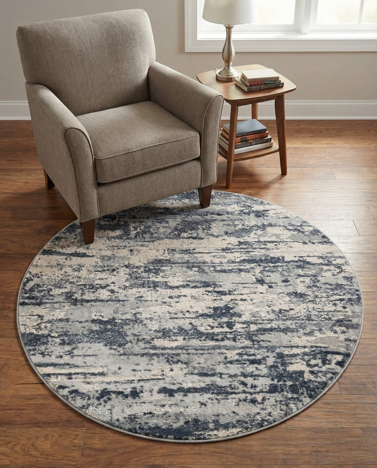 Aegean Elegance Collection Area Rug - Mesa Round Gray  lifestyle 90