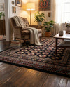 Samarkand Elegance Collection Area Rug -  Margilan (Black) Rectangle Black  lifestyle 25