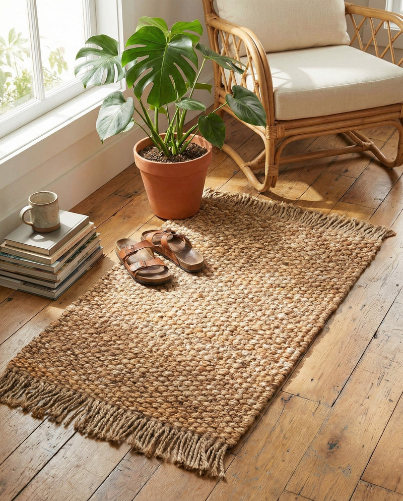 Savannah Jute Collection Area Rug - Seashore Rectangle Natural  lifestyle 26