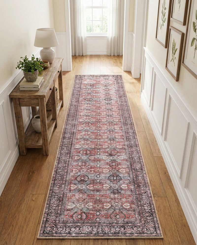 Heritage Elegance Collection Area Rug -  Hampton Runner Antique Red  lifestyle 53