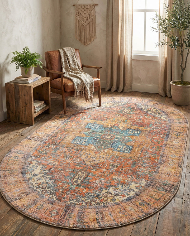 Heritage Elegance Collection Area Rug -  Windsor (Rust Red) Oval Rust Red  lifestyle 76